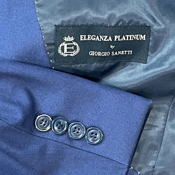 Eleganza Platinum by Giorgio Sanetti Modern Fit Blue Blazer Sport Jacket 48R - Picture 10 of 10